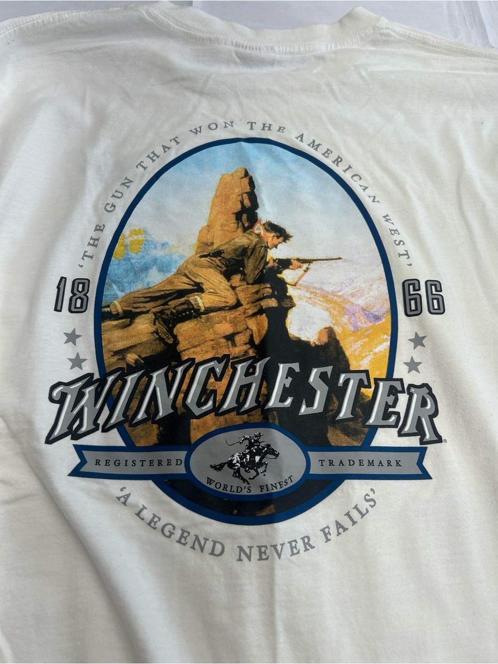 Vintage Winchester Long Sleeve Graphic Shirt White Medium
